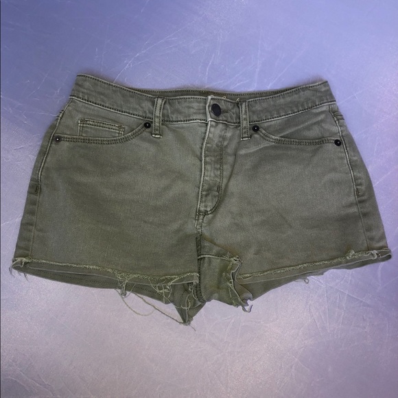 Denim Shorts - Army Green - Picture 2 of 5